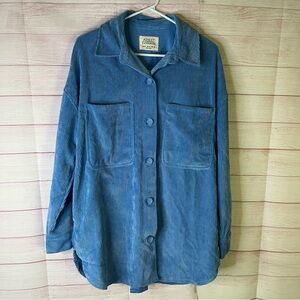 Ashley Outerwear Lichen Blue Corduroy Button Down Pocketed Shirt Jacket Size 8